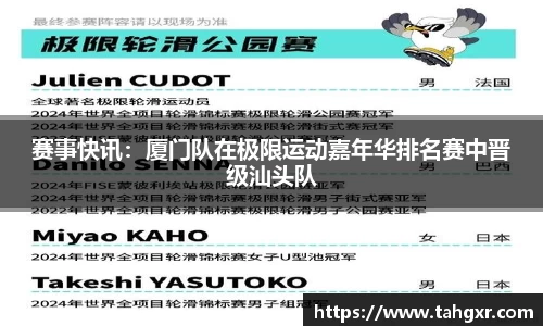 赛事快讯：厦门队在极限运动嘉年华排名赛中晋级汕头队